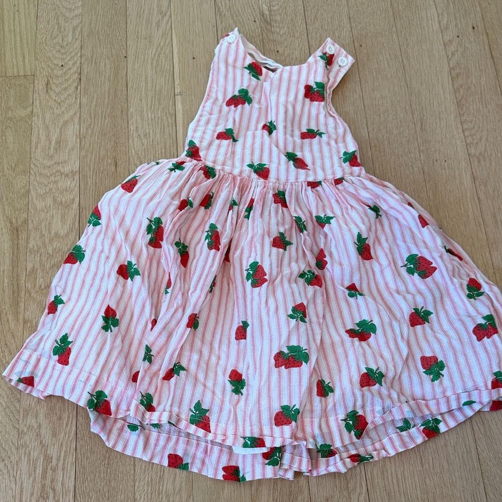 Boden Kids Pink Strawberry Print Kids Dress